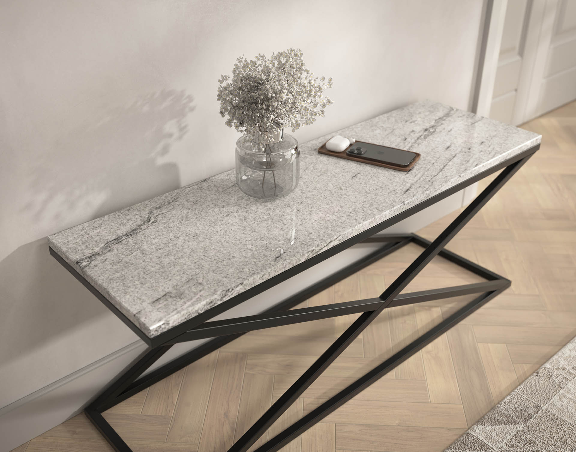 Konsola z blatem granitowym
